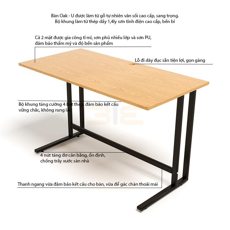 Bộ Bàn Oak-U Đen Và Ghế Đen IBIE IB16A