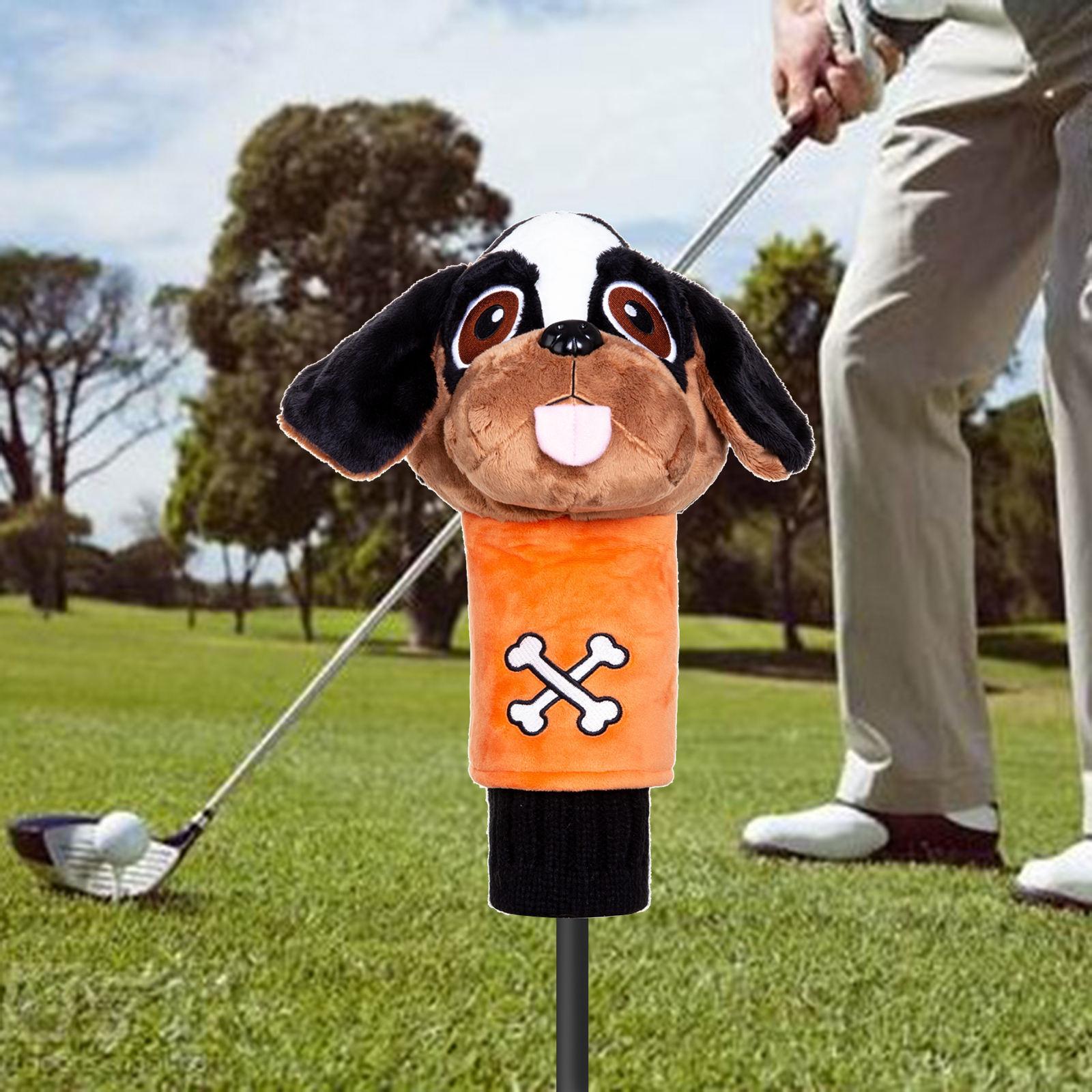 Golf Club Head Cover Cute Plush Dog Puppy Shaped Driver Headcover Protector