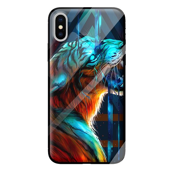 Ốp kính cường lực cho iPhone XS nền hổ 1 - Hàng chính hãng