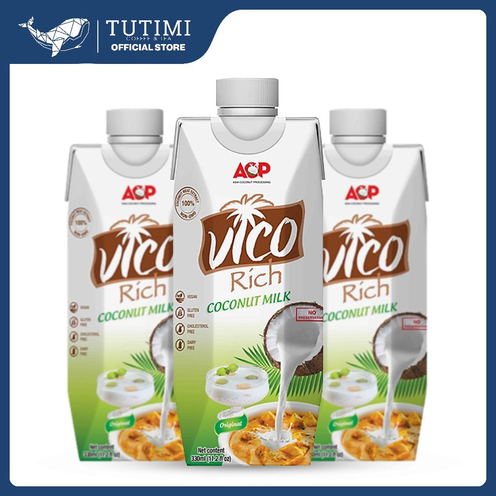 Nước Cốt Dừa Nguyên Chất VICO RICH - 330ml - THƠM - NGON - BÉO