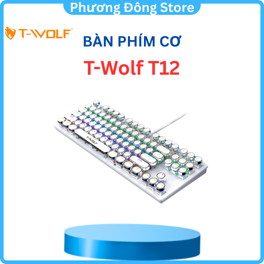 Bàn Phím cơ T-Wolf T12, Blue Switch, USB, LED, 87 Gaming bảo hành 12 tháng - Hàng chính hãng