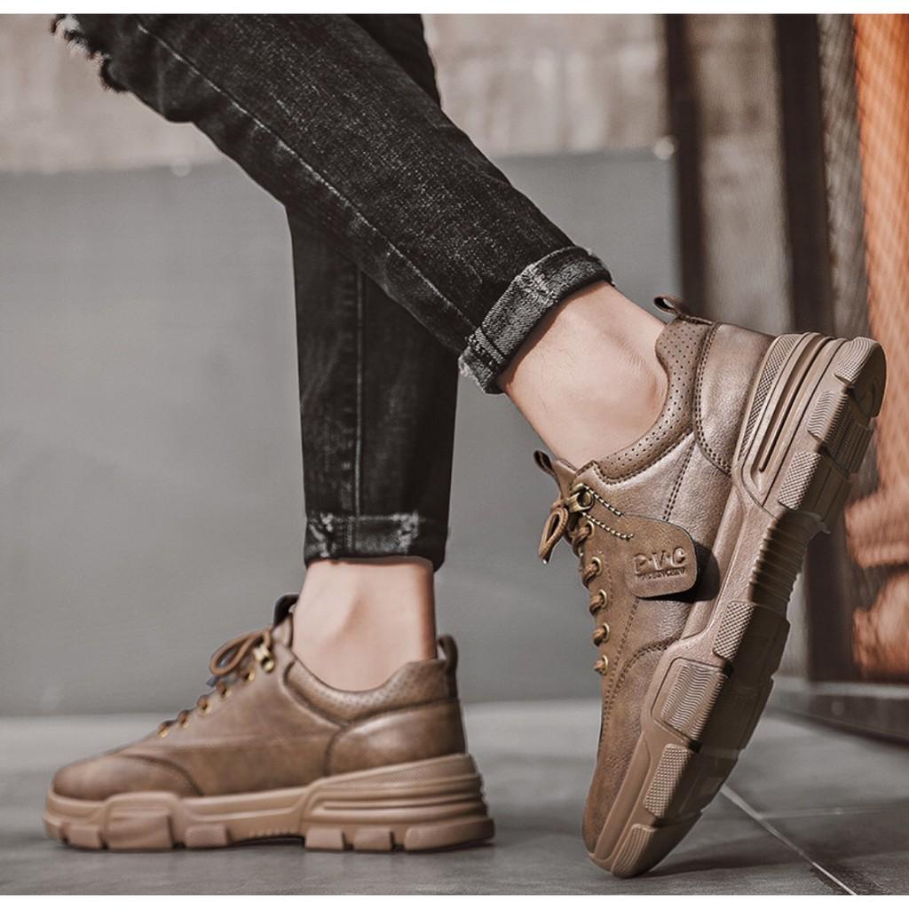 Giày Nam PVC - Giày thể thao nam Sneaker Tăng Chiều Cao Độn đế 3cm, Đính tem, Siêu Nhẹ, Cực Ngầu, 2021