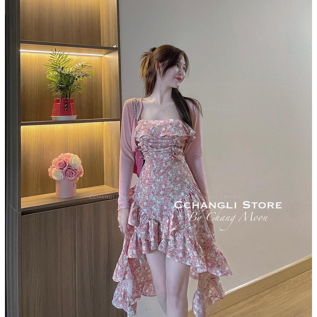 SET ĐI CHƠI, SET VÁY 2S HOA ĐUÔI XÒE PHỐI KHOÁC VÁY CỰC KUTE
