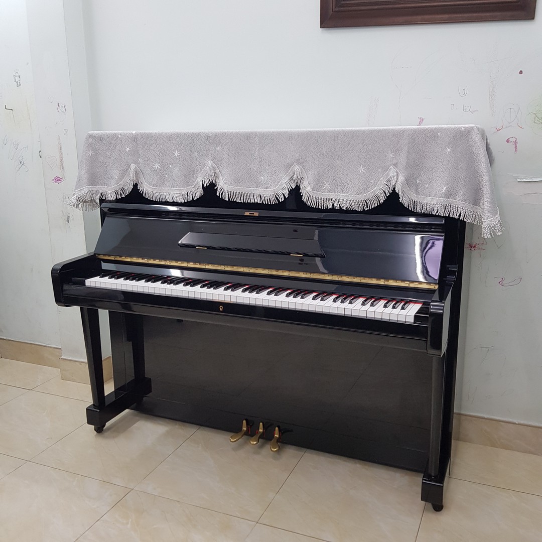 Khăn phủ đàn Piano cơ mẫu ngôi sao xám màu bạc