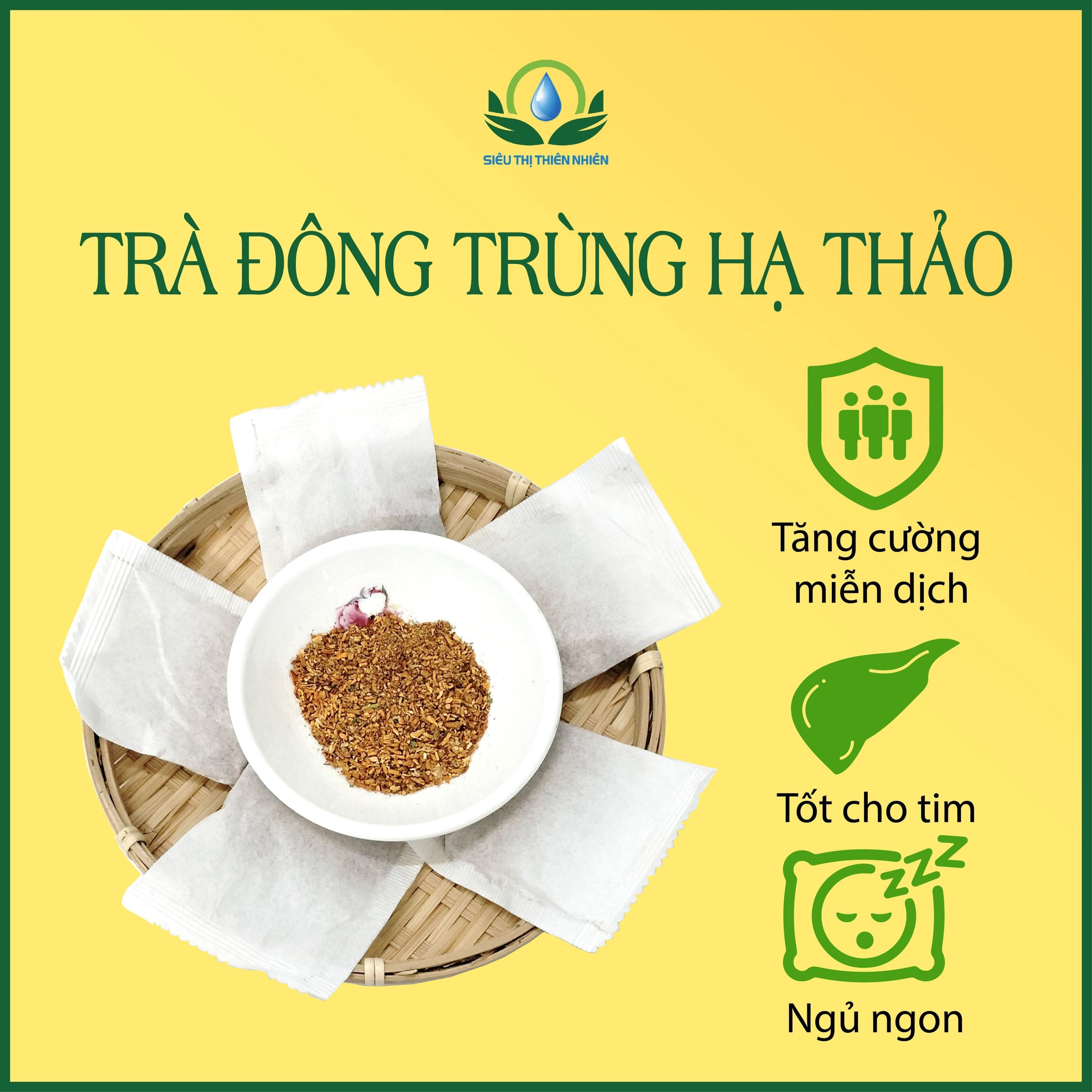 Trà Đông Trùng Hạ Thảo hộp 30 Túi Lọc x 3Gram giúp tăng cường miễn dịch, bổ thận của Siêu Thị Thiên Nhiên