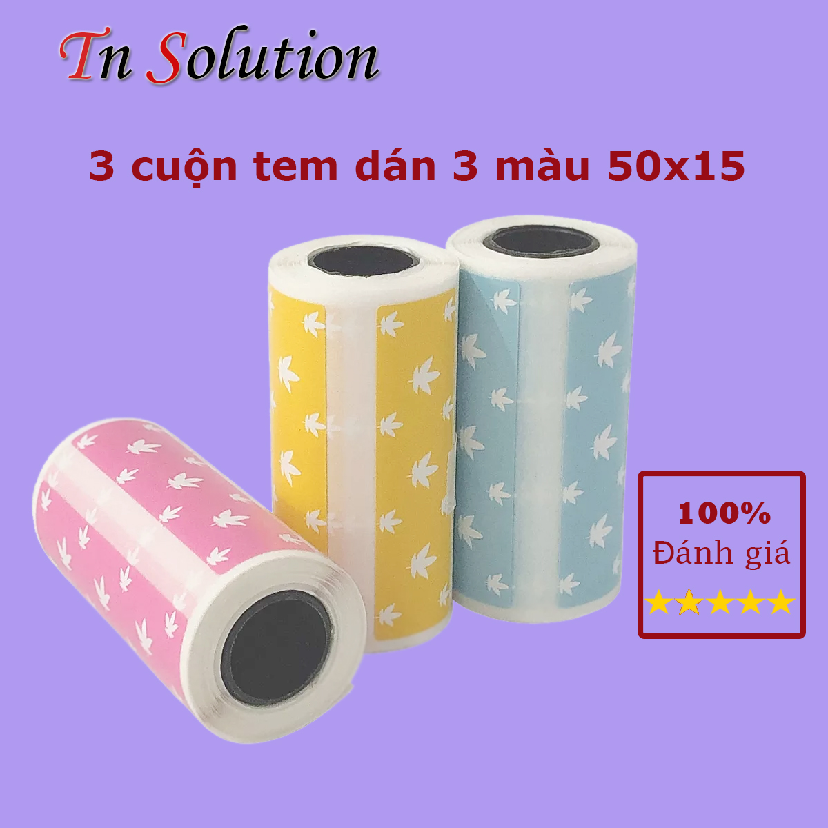 [Set 3 cuộn màu tem 50x15] Giấy in nhiệt tem dán dành cho máy in tem Peripage, Paperang, Aibecy,..