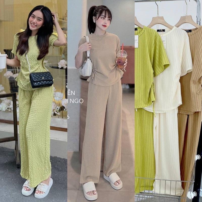 SET ÁO THUN RÚT DÂY KÈM QUẦN ỐNG RỘNG