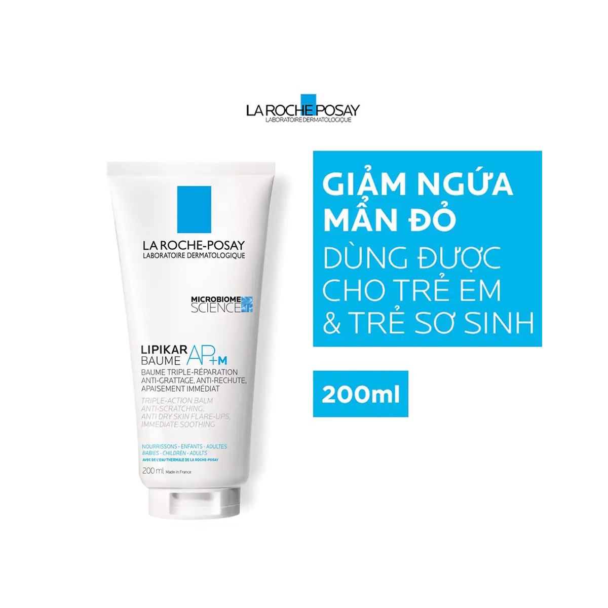 Kem Dưỡng Giảm Ngứa, Làm Dịu Da Khô Mẩn Đỏ Và Viêm La Roche-Posay Lipikar Baume AP+ M (200ml) + Quà tặng