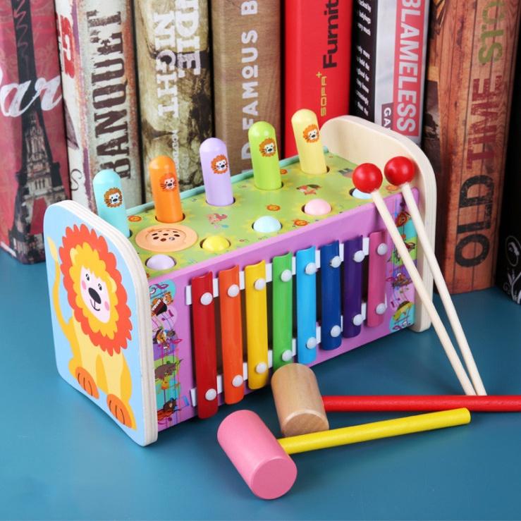 Đồ Chơi Đập Chuột Kèm Đàn Xylophone 3in1 Bằng Gỗ Cho Bé Phát Triển Trí Tuệ