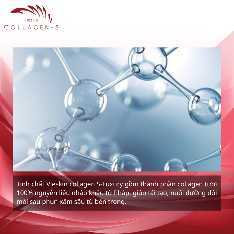 Tinh chất collagen tươi Vieskin Luxury dưỡng môi sau phun xăm, kích màu sắc nét, tự nhiên, siêu căng bóng, lọ 7ml