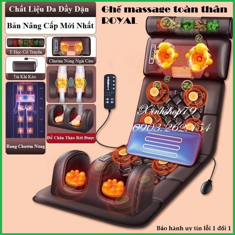 Ghế massage toàn thân ROYAL bản full 22 điểm. rung và hồng ngoại, 20 đầu massage 3D, tháo dời và gấp gọn thuận tiện