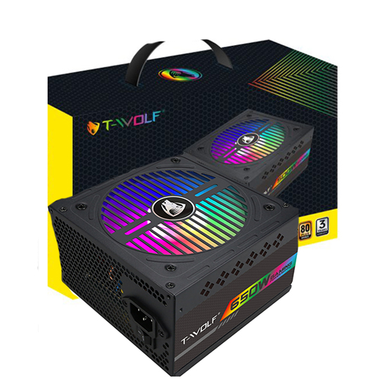 Bộ nguồn máy tính T-WOLF-P650 RGB (600W/80 PLUS) - Hàng Chính Hãng