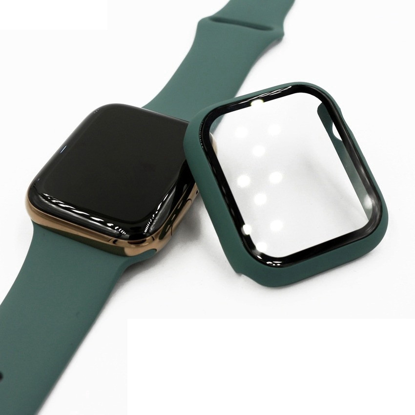 Ốp case silicon siêu mỏng bề mặt kính cường lực bảo vệ 360 độ cho Apple Watch 40mm hiệu HOTCASE che phủ toàn bộ bề mặt (bảo vệ 2 chiều, chống vân tay, chống bám bẩn, cường lực 9H) - Hàng nhập khẩu