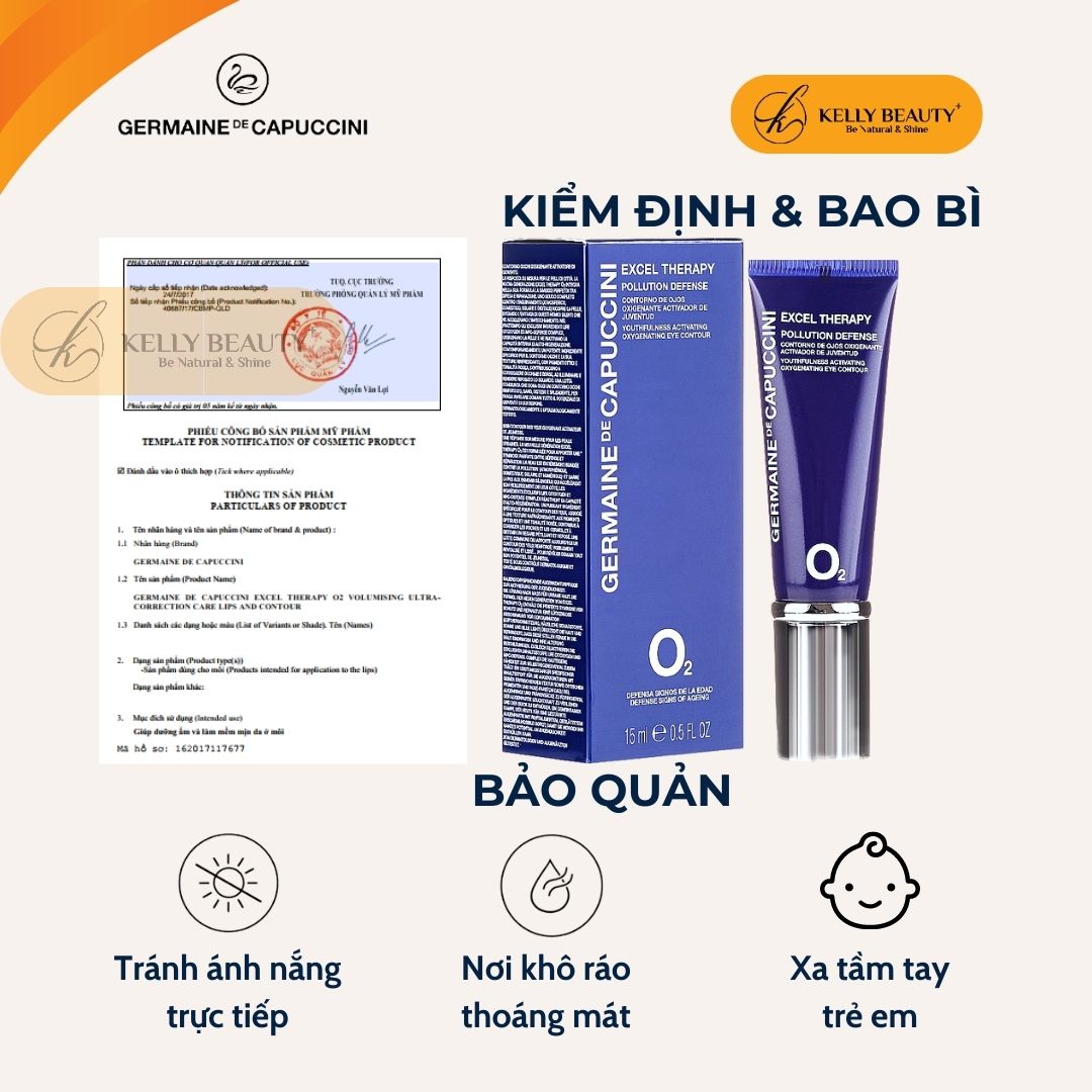 Kem Dưỡng Mắt Germaine ET O2 Pollution Defense Eye Contour - Giảm Quầng Thâm, Bọng Mắt, Mờ Nếp Nhăn | Kelly Beauty