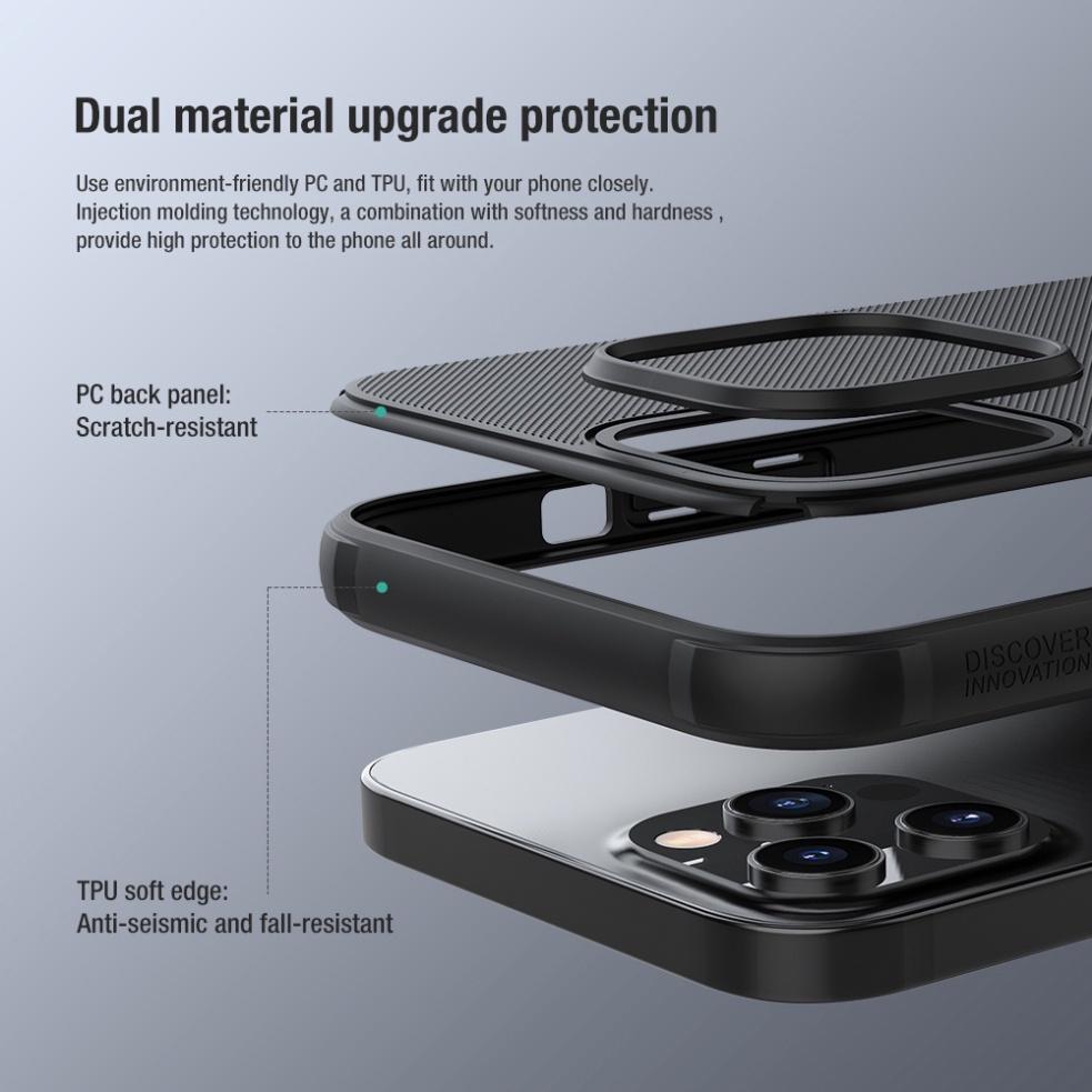Ốp lưng Nillkin Super Frosted Shield Pro cho iPhone 13 Pro Max / 13 Pro / 13 mỏng chống dấu vân tay và sốc - Hàng Chính Hãng