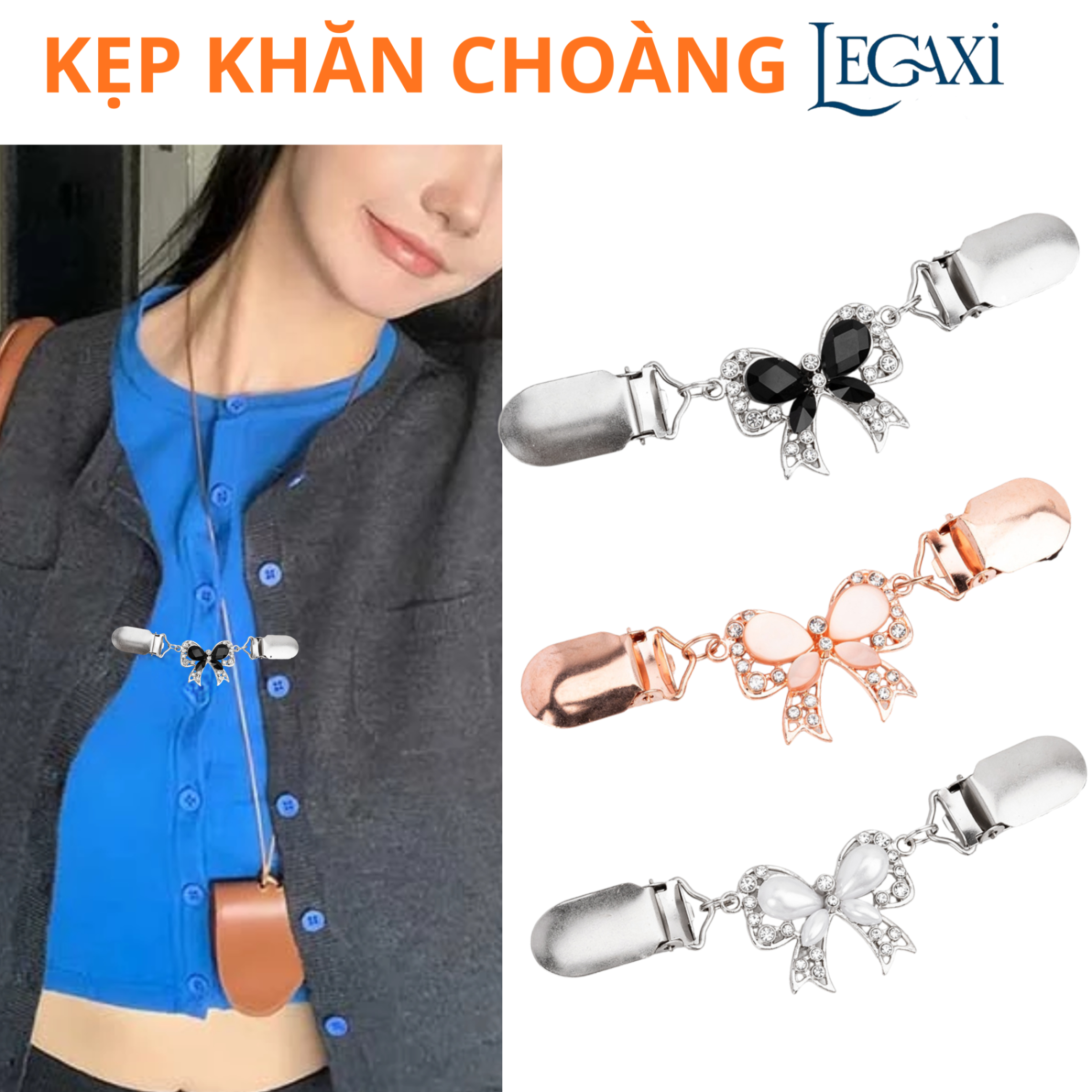 Kẹp Khăn Choàng Cổ, Áo Len, Cố Định Chống Tuột Cardigan Thu Nhỏ Vòng Eo Váy Bằng Kim Loại Hình Nơ