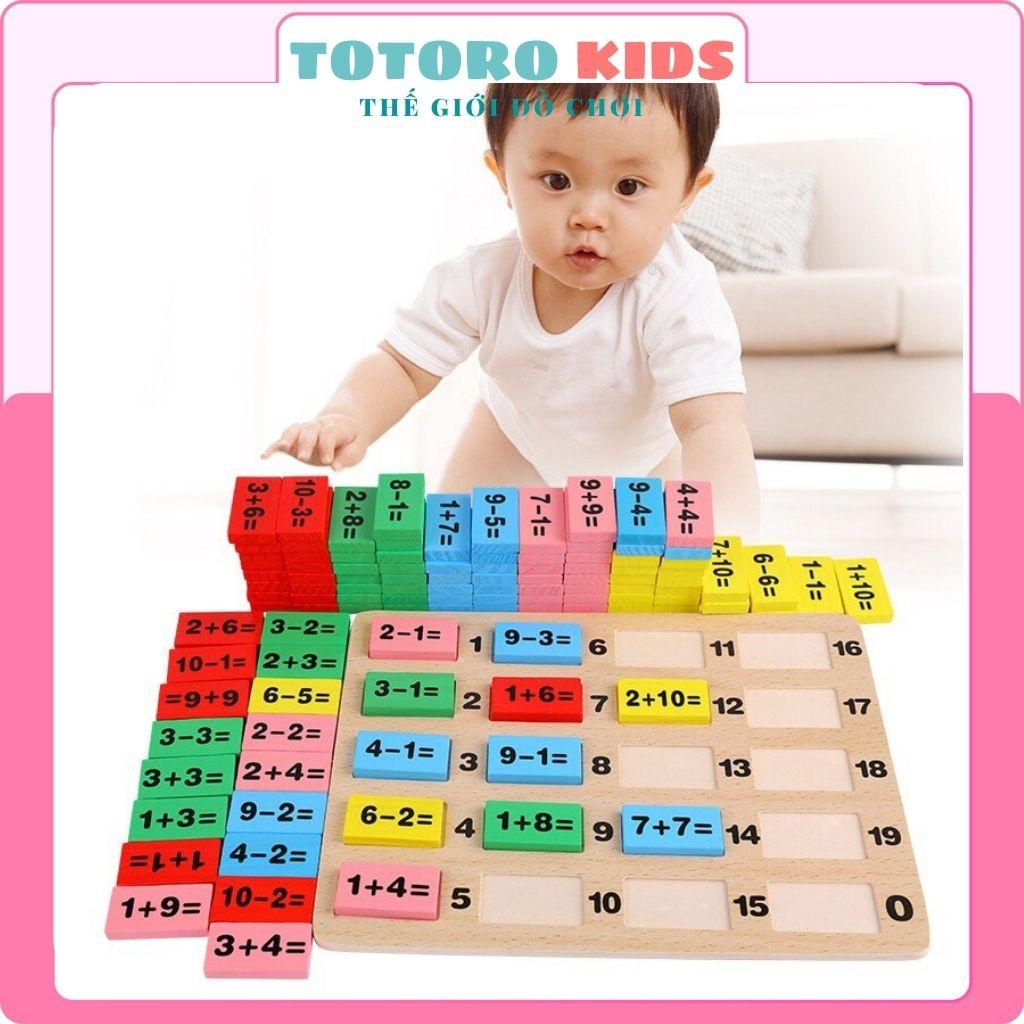 Bộ đồ chơi bằng gỗ Domino 110 quân toán học giáo dục xếp hình lắp ghép thông minh trí tuệ cho bé trai gái