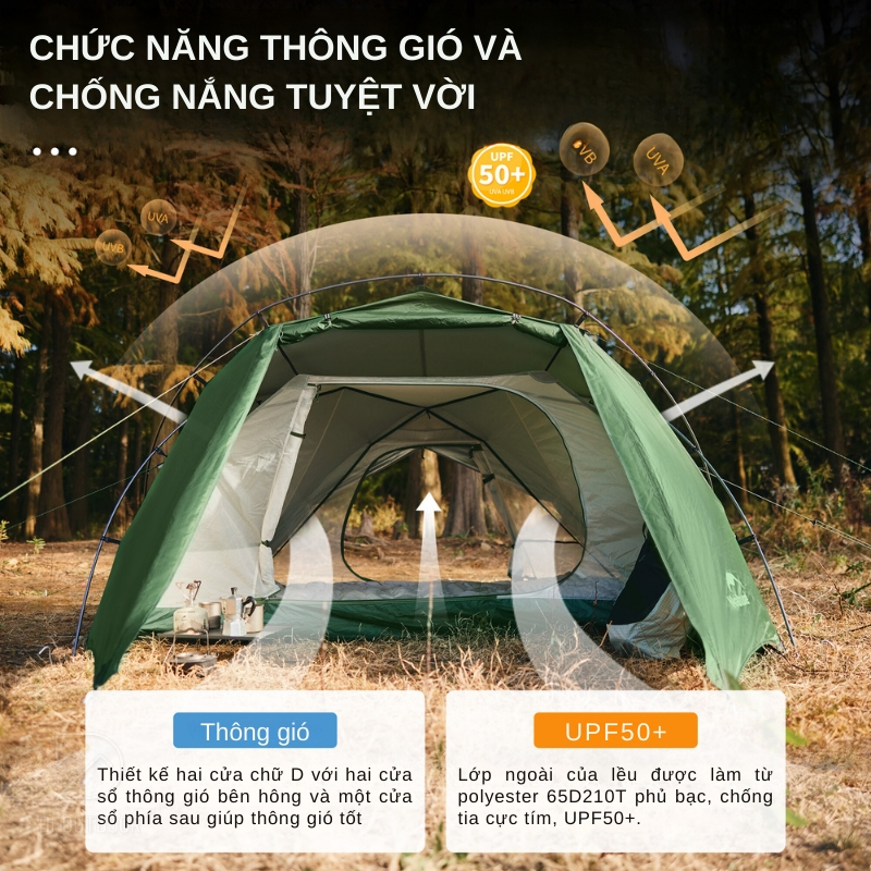 Lều Cắm Trại 2 Người Cao Cấp Naturehike Hillock6 CNK2300ZP040