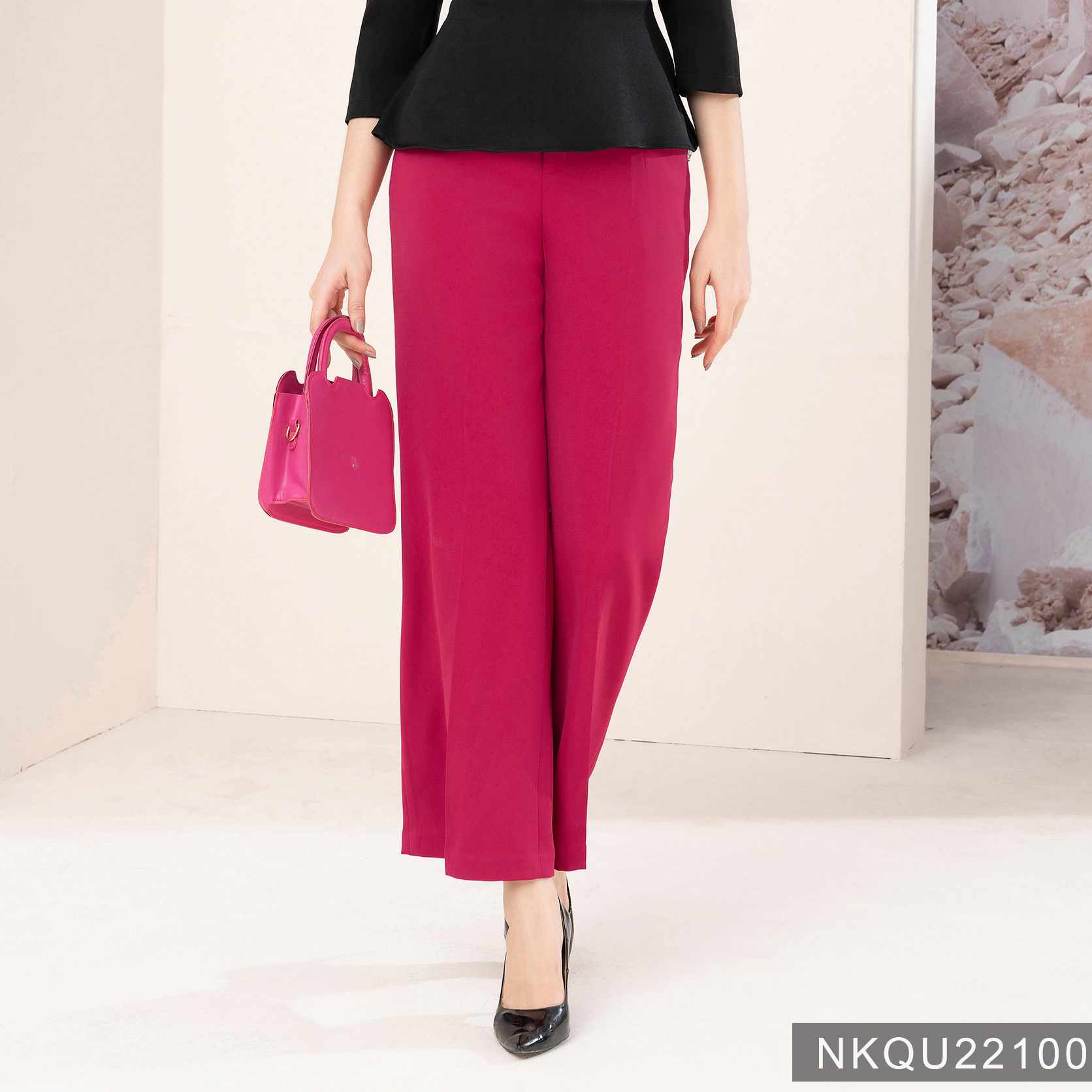 Quần Ống Rộng Cúc Đóng UK Fashion Thiết Kế Thanh Lịch Chất Vải Mềm Mịn Co Giãn Nhập Hàn Cao Cấp NKQU2210002