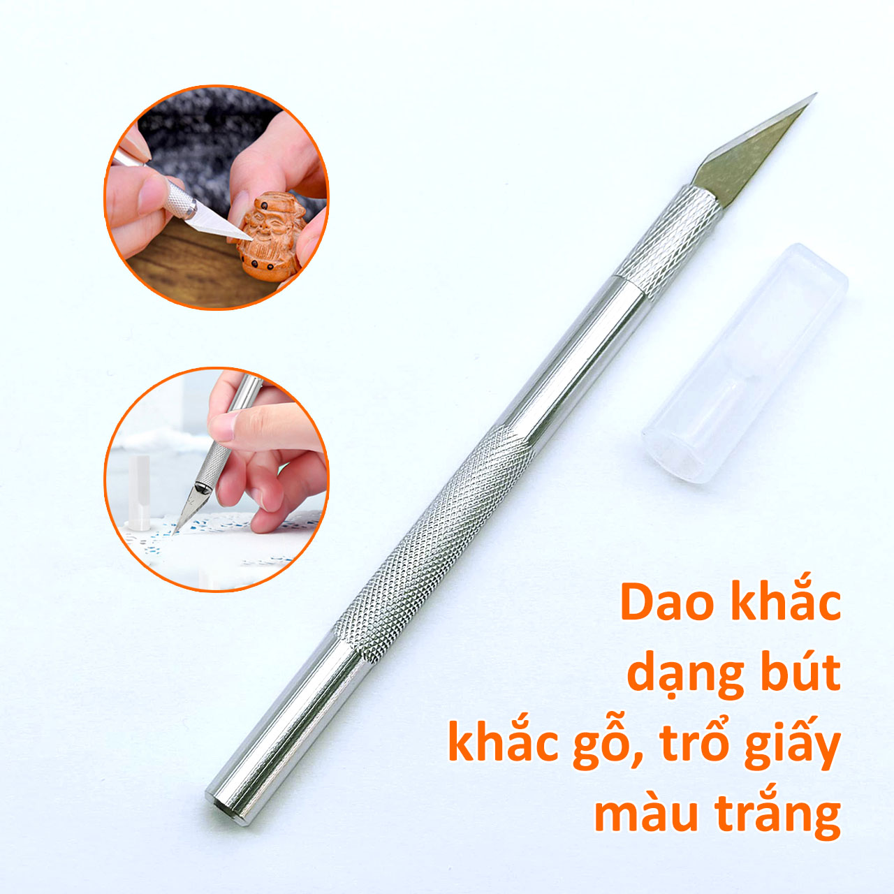 Dao khắc dạng bút để khắc gỗ, trổ giấy, cắt màng phim cán nhôm trắng