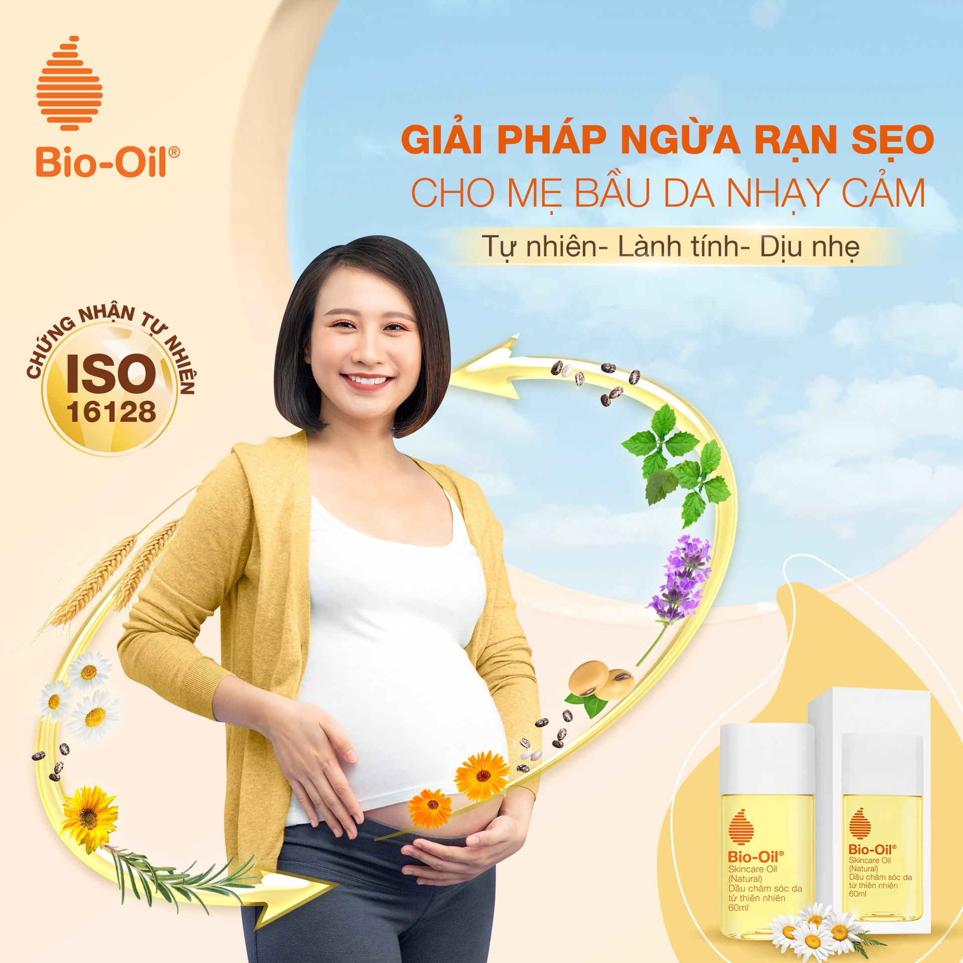 Dầu chăm sóc da từ Thiên Nhiên giúp giảm rạn dạ, mờ sẹo cho da nhạy cảm - BIO-OIL SKINCARE OIL (NATURAL) (chai 60ml)