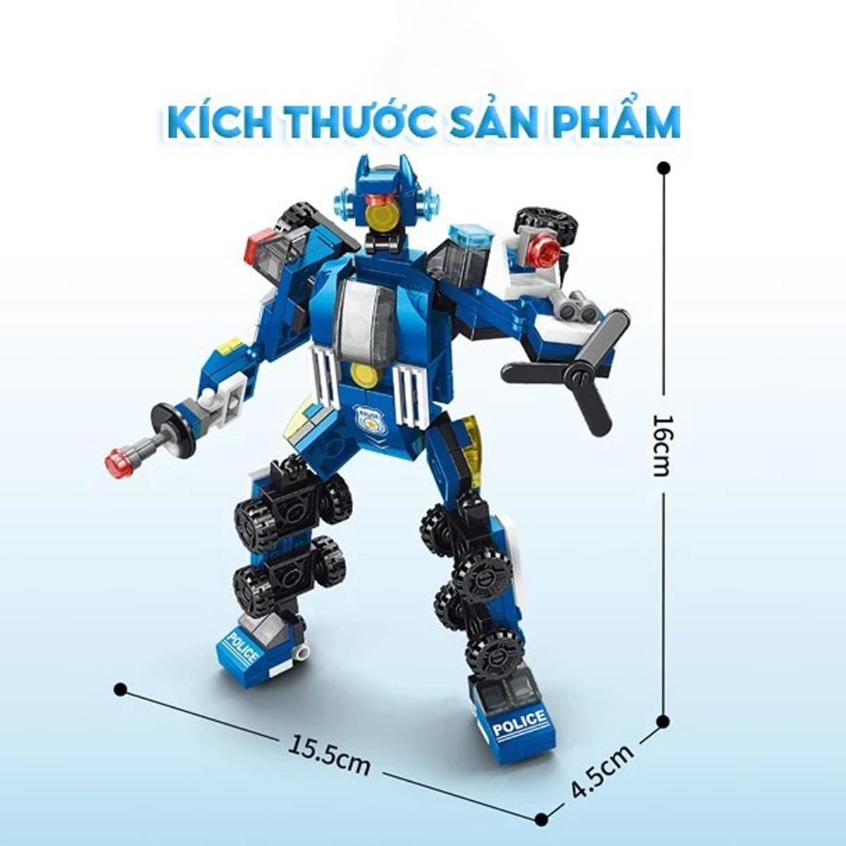 Đồ Chơi Lắp Ráp Chiến Binh Cảnh Sát Siêu Cấp 6 Trong 1 - Super Police Warrior - Toys&amp;Joys 8971-6 (135 Mảnh Ghép)