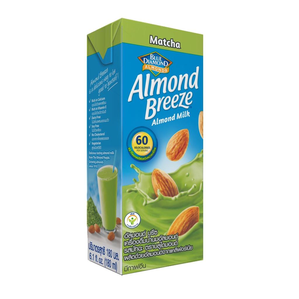 Thùng Sữa hạt hạnh nhân ALMOND BREEZE MATCHA 180ml (24 hộp) - Sản phẩm của TẬP ĐOÀN BLUE DIAMOND MỸ - Đứng đầu về sản lượng tiêu thụ tại Mỹ