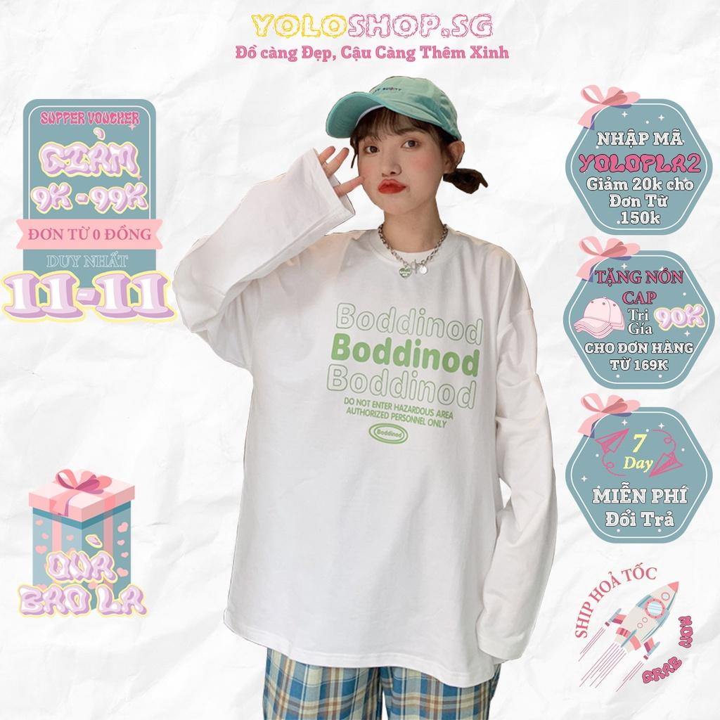 Áo thun dài tay ️ Boddinod ️ phông Unisex nam nữ tee oversize form rộng pull Ulzzang Streetwear thu đông vải mềm