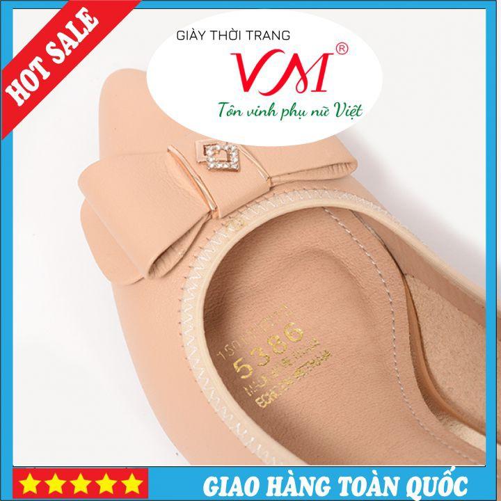 Giày Cao Gót Nữ 5cm Mũi Nhọn, Gót Vuông, Đi Êm Ái - BL.P5386.5FKem.DV