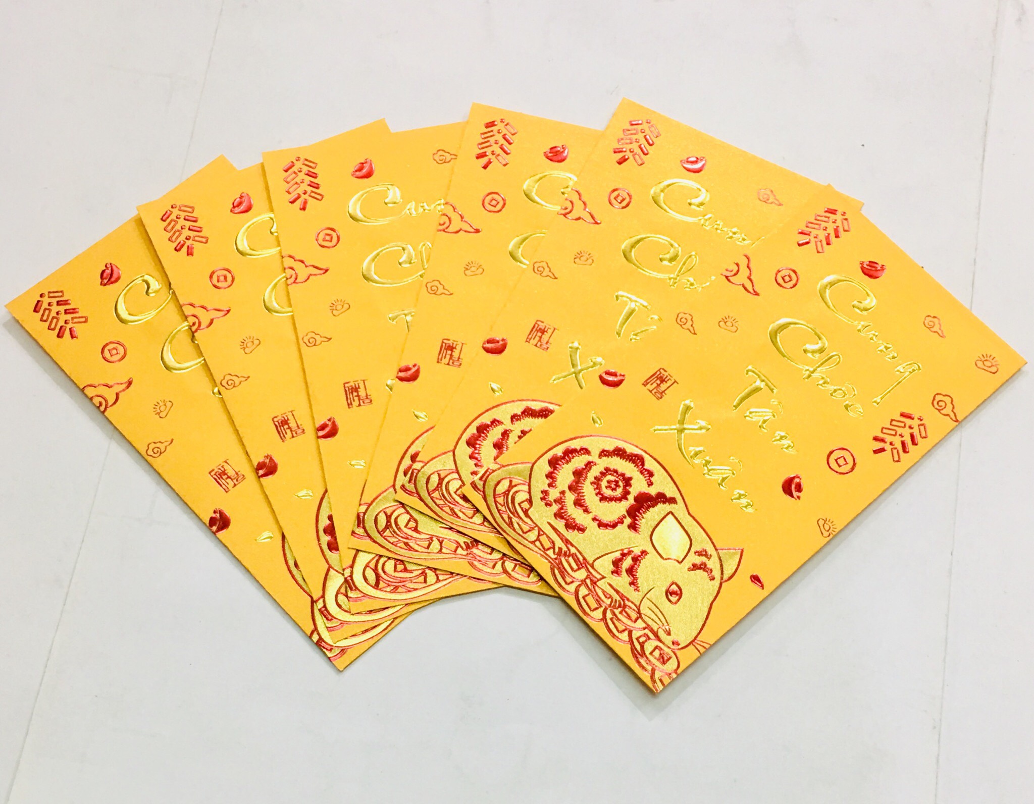 Lì Xì hoa văn nổi 3D nhũ combo 24 cái