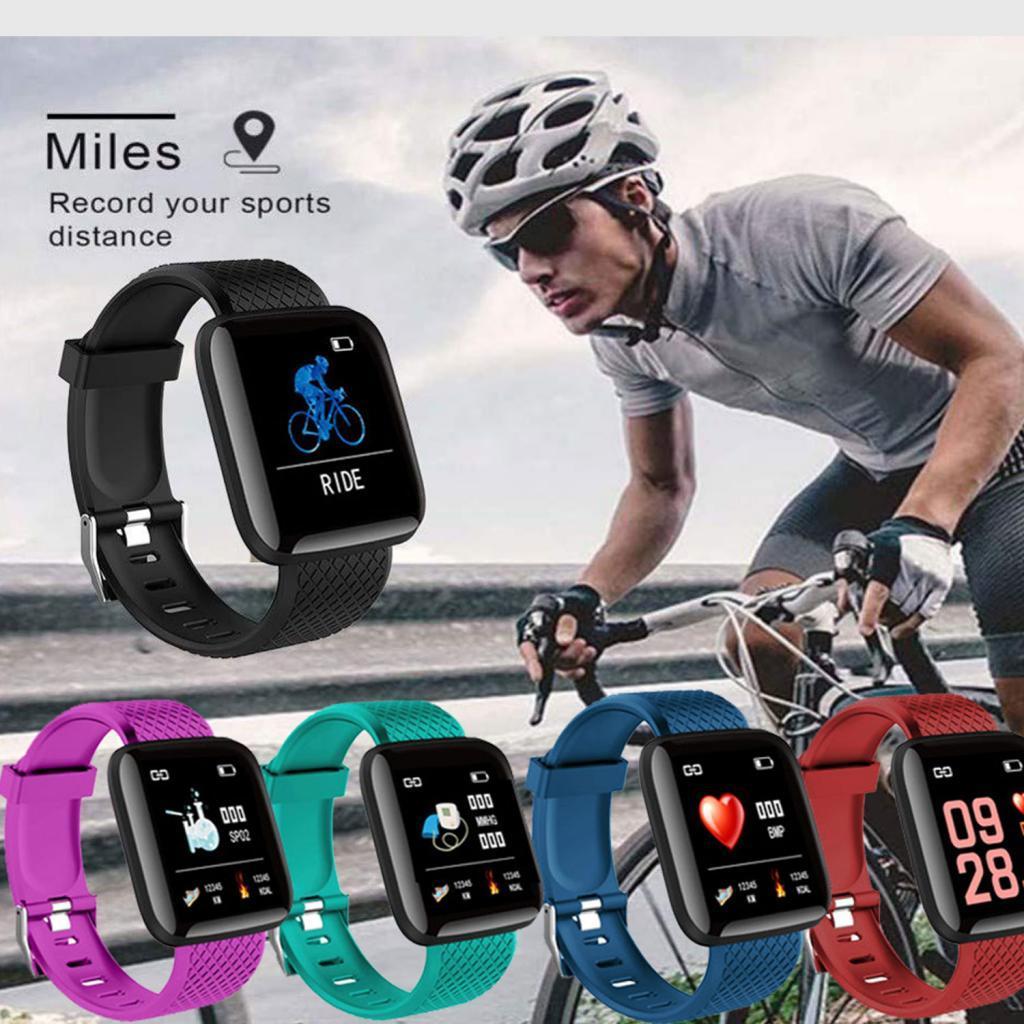 2pcs Sport Fitness Tracker Smart Heart Rate Monitor Black 116 plus