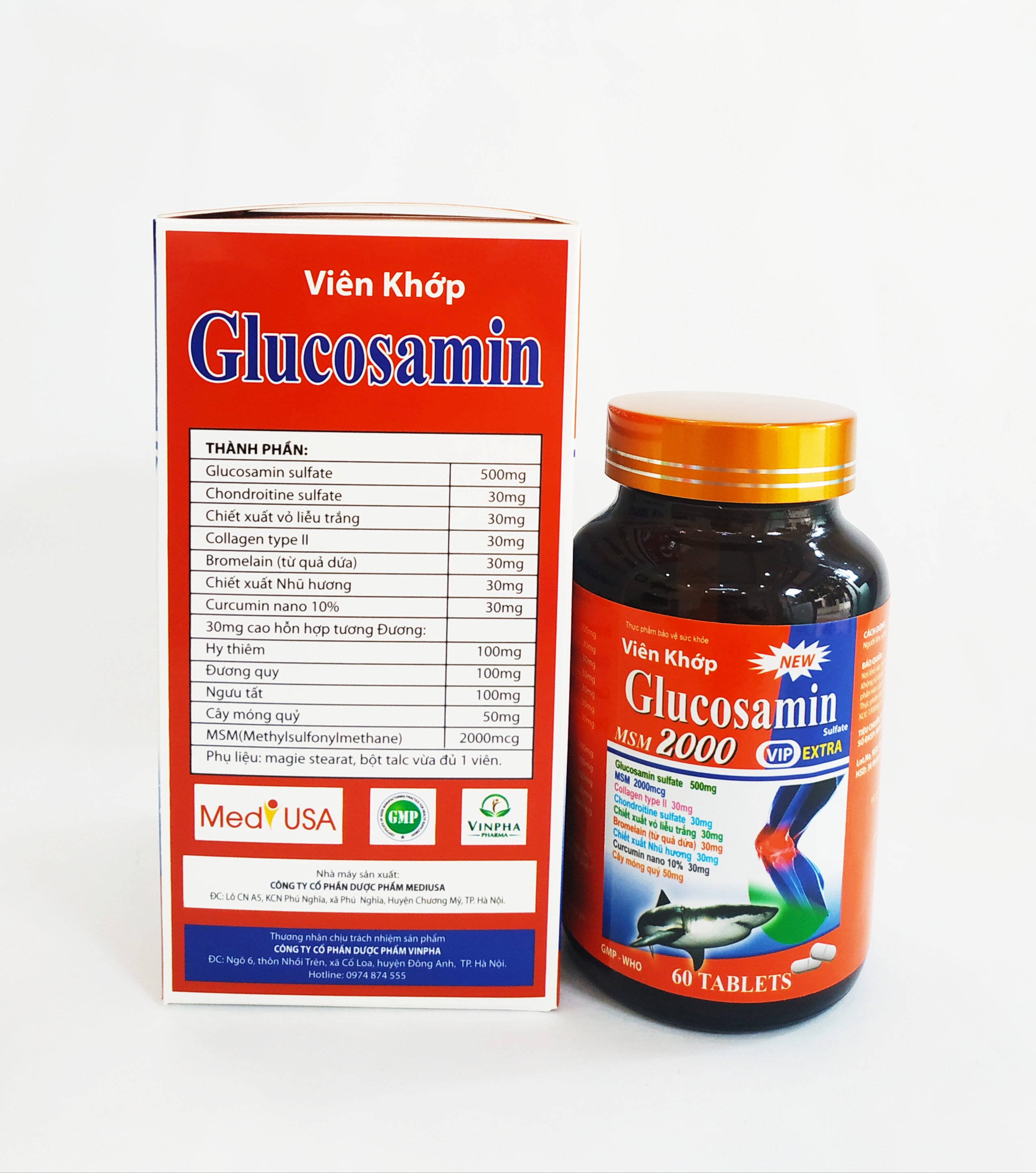 VIÊN KHỚP GLUCOSAMIN – GIÚP PHỤC HỒI VÀ GIẢM ĐAU XƯƠNG KHỚP - GIÚP KHỚP HOẠT ĐỘNG LINH HOẠT - BỔ SUNG COLLAGEN TUÝP 2, CHIẾT XUẤT TỪ VỎ LIỄU TRẮNG VÀ CÂY MÓNG QUỶ, - SCHIFF GLUCOSAMINE – LỌ 60 VIÊN