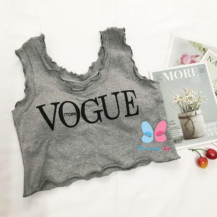 Áo Thun sát nách cho Nữ dáng Croptop từ 35-45kg in chữ vogue - AONU15