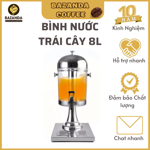 Bình Đựng Nước Ép Trái Cây Inox 8L - Thiết kế sang trọng cho các bữa tiệc buffet, dung tích 8L/ bình