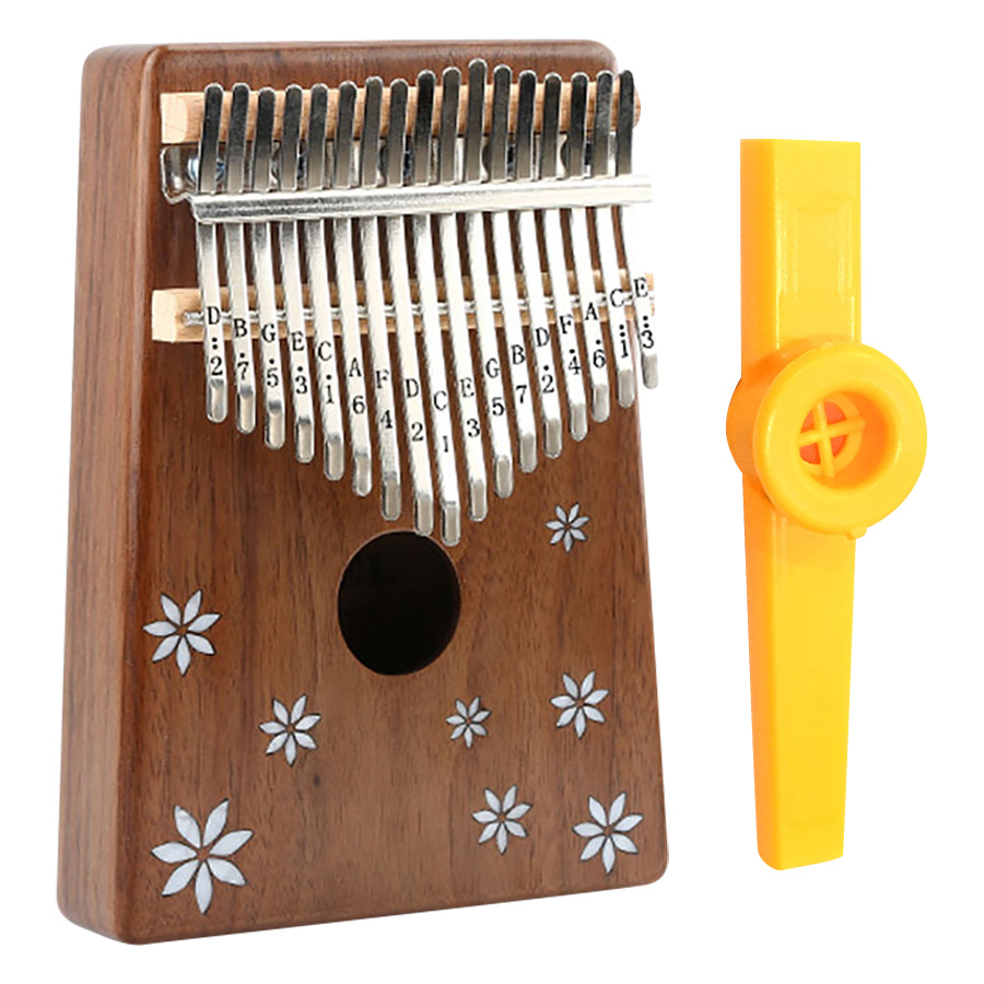 Đàn Kalimba 17 Phím Gỗ Acacia Yael Y17A Khảm Hoa Kèm Kèn Kazoo