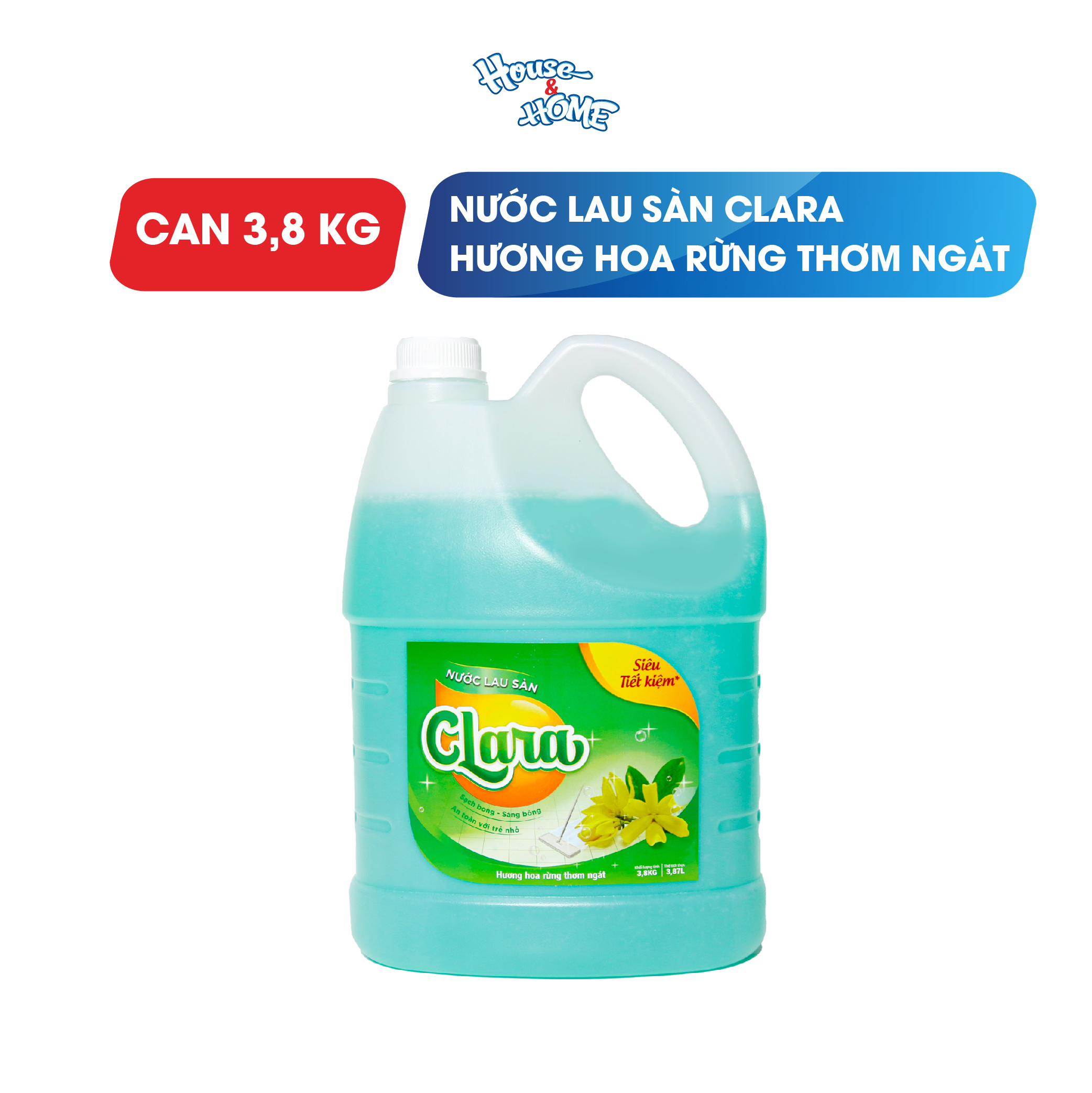 Nước lau sàn Clara hương hoa rừng thơm ngát can 3,8kg