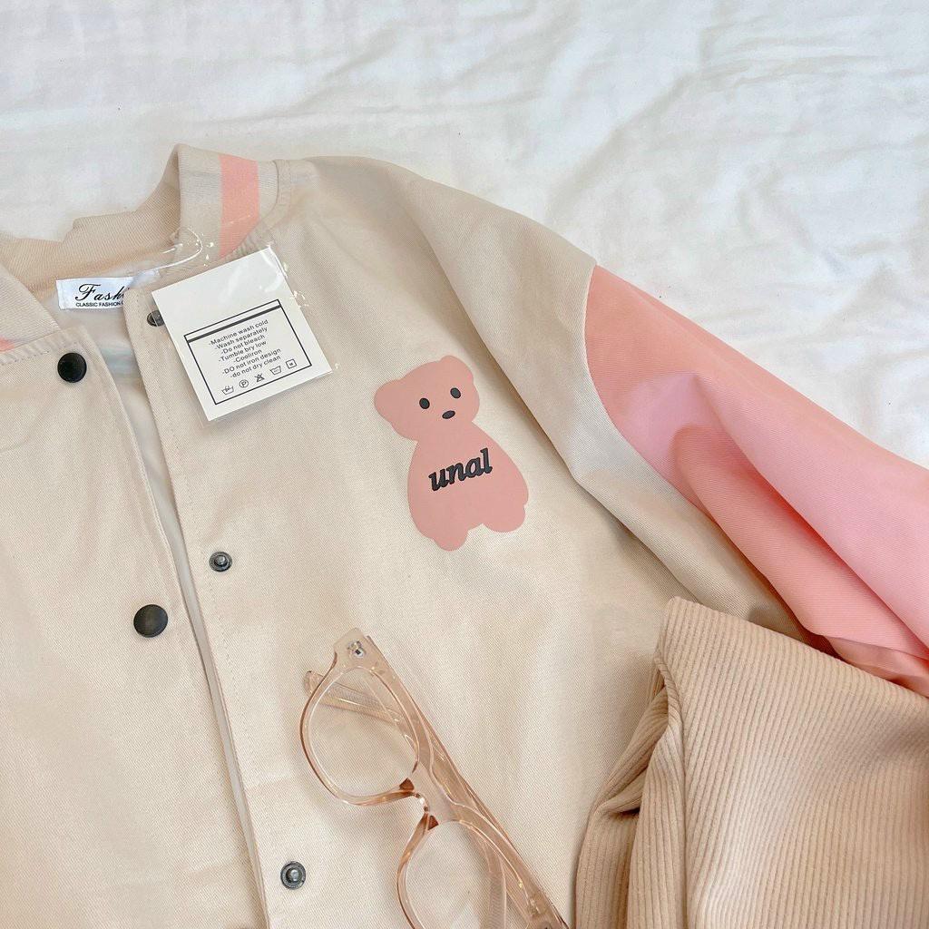 Áo Khoác Dù Bomber Chất Mero Thêu Gấu Dễ Thương, dù 2 lớp mềm mịn chống nắng đi mưa tiện lợi, màu sắc hài hòa