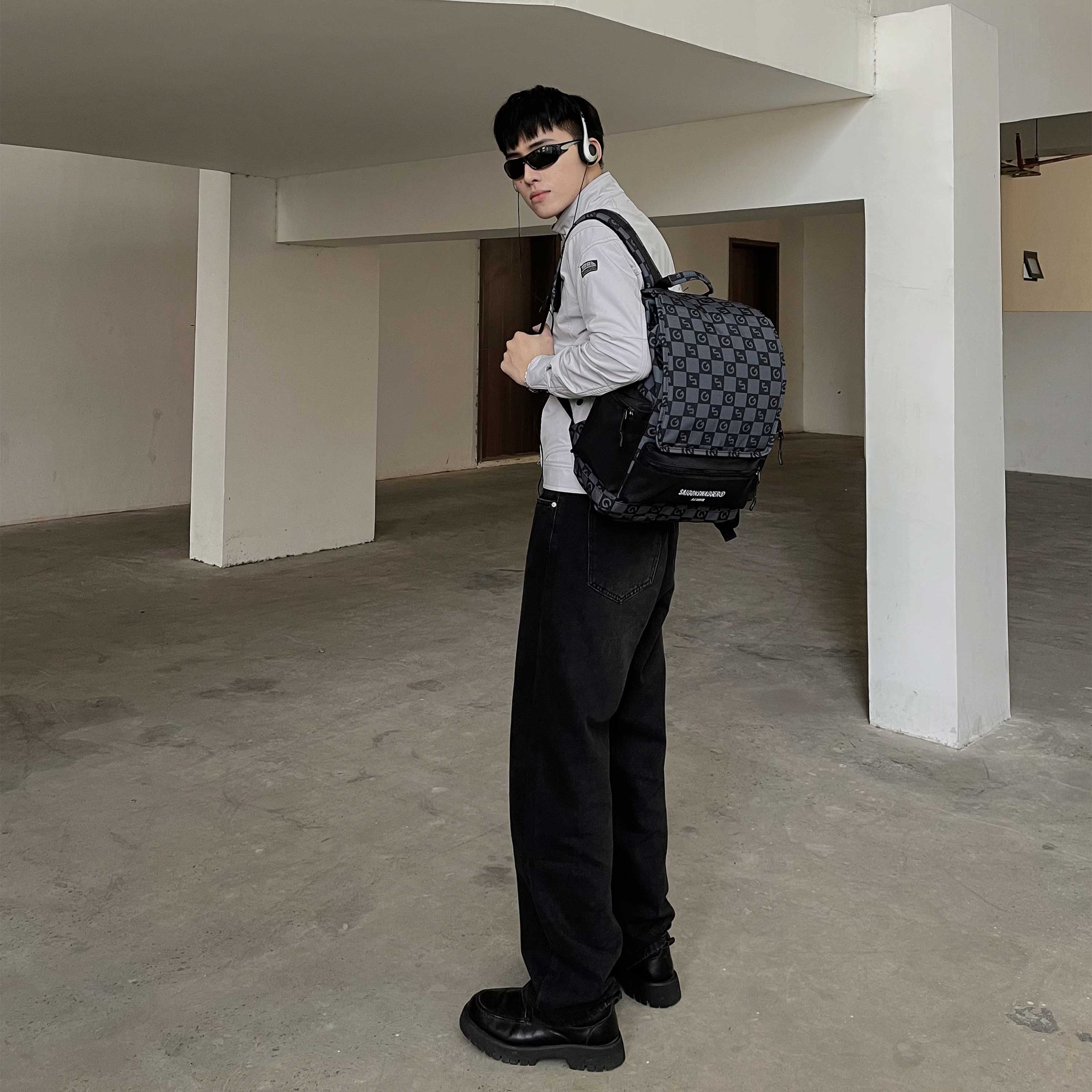 Balo SAIGON SWAGGER Versatile Checked Backpack Ngăn Chống Sốc Lap 16inch