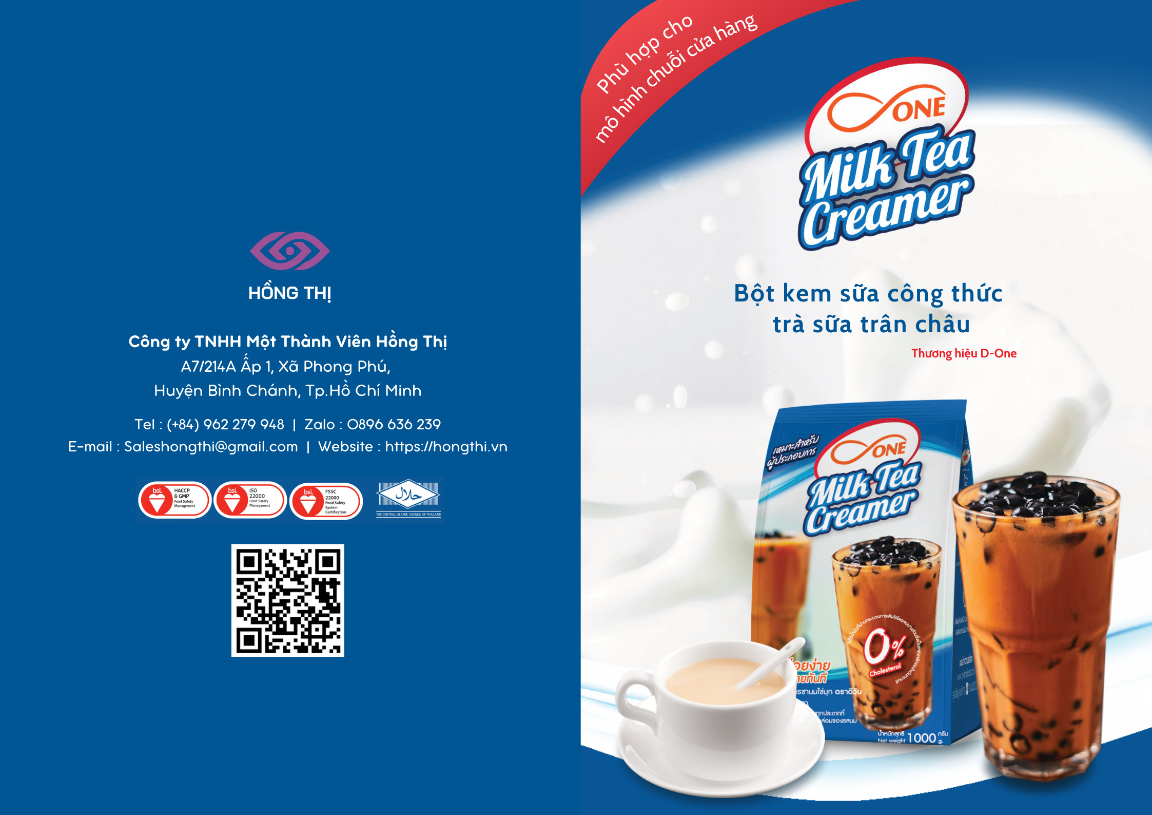 BỘT KEM TRÀ SỮA HIỆU D ONE - D ONE MILK TEA CREAMER