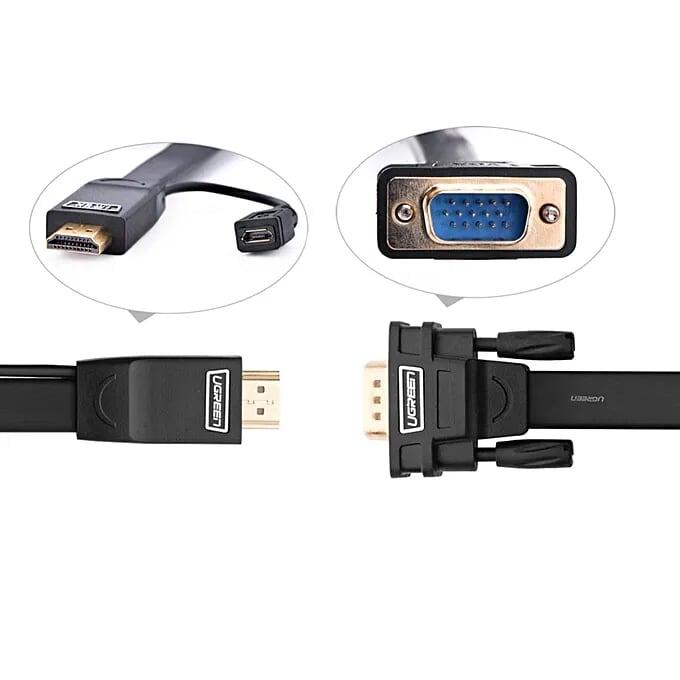 Ugreen UG40231MM101TK 2M màu Đen Cáp chuyển đỗi HDMI sang VGA kèm cổng trợ nguồn Micro USB - HÀNG CHÍNH HÃNG