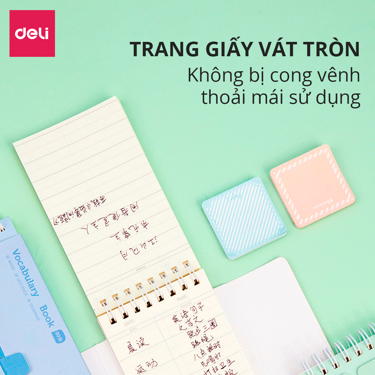 Sổ học từ vựng thông minh thẻ ghi nhớ flashcard luyện thi tiếng Anh Nhật Hàn Trung Đức Pháp cho bé học thuộc nhanh khổ A7 180 trang Deli - Phù hợp cho học sinh , sinh viên nhỏ gọn tiện lợi - 24210