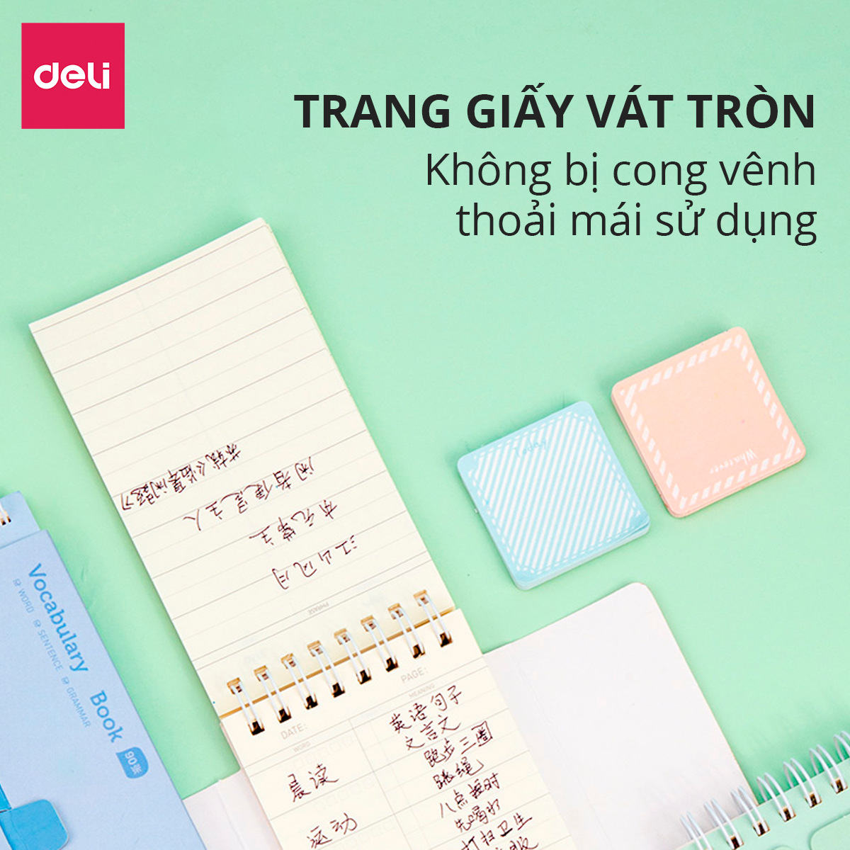 Sổ học từ vựng thông minh thẻ ghi nhớ flashcard luyện thi tiếng Anh Nhật Hàn Trung Đức Pháp cho bé học thuộc nhanh khổ A7 180 trang Deli - Phù hợp cho học sinh , sinh viên nhỏ gọn tiện lợi - 24210