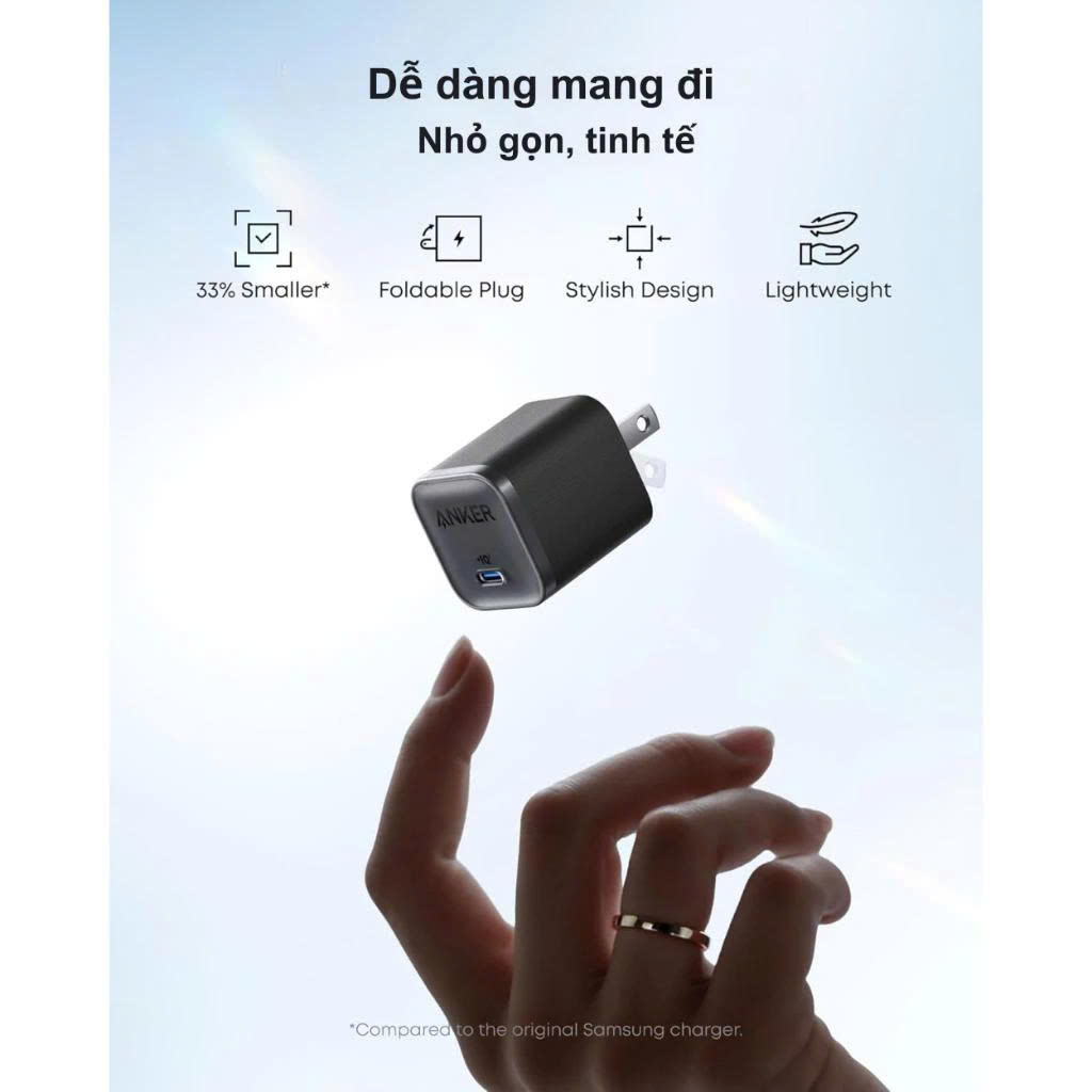 Adapter Củ Sạc Nhanh Anker Nano A2692 45W – GaN PowerIQ 3.0, PPS, USB-C Siêu Nhỏ Gọn. Hàng Nhập Khẩu