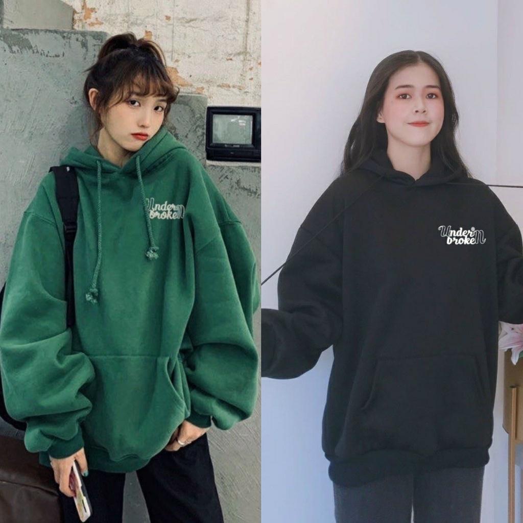 ÁO KHOÁC HOODIE NỈ NGOẠI  họa tiết in chữ UNDER.BROKEN