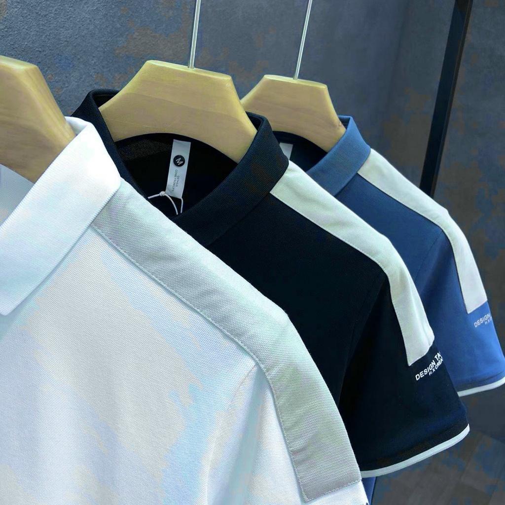ÁO POLO NAM PHỐI MÀU BE VIỀN VAI