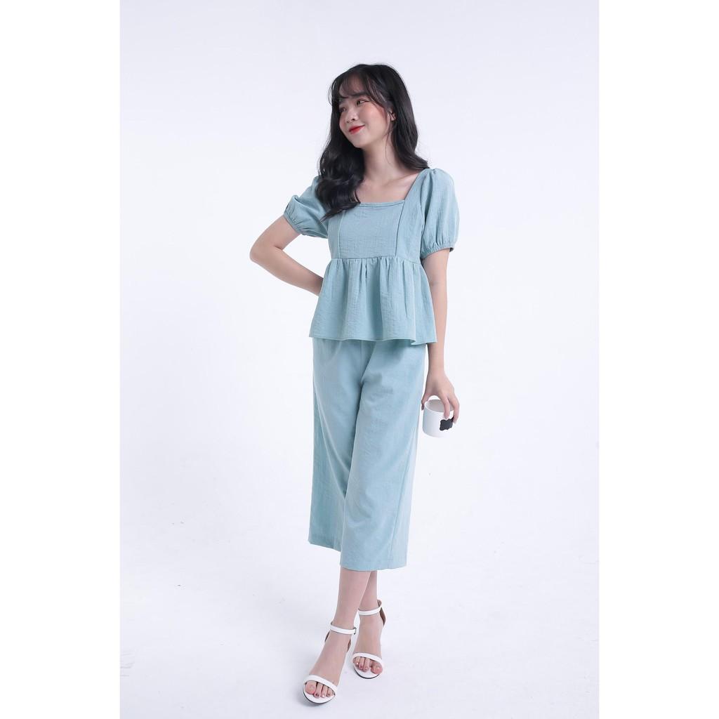 Set Bộ Đũi Gồm Áo Và Quần Ống Suông Lửng, Set Đồ Bộ Tiểu Thư Cao Cấp-Hàng Thiết Kế Đẹp