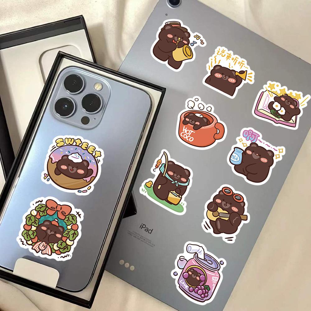 Sticker GẤU MẬP phong cách hàn quốc hoạt hình cute trang trí mũ bảo hiểm,guitar,ukulele,điện thoại,sổ tay,laptop-mẫu S90