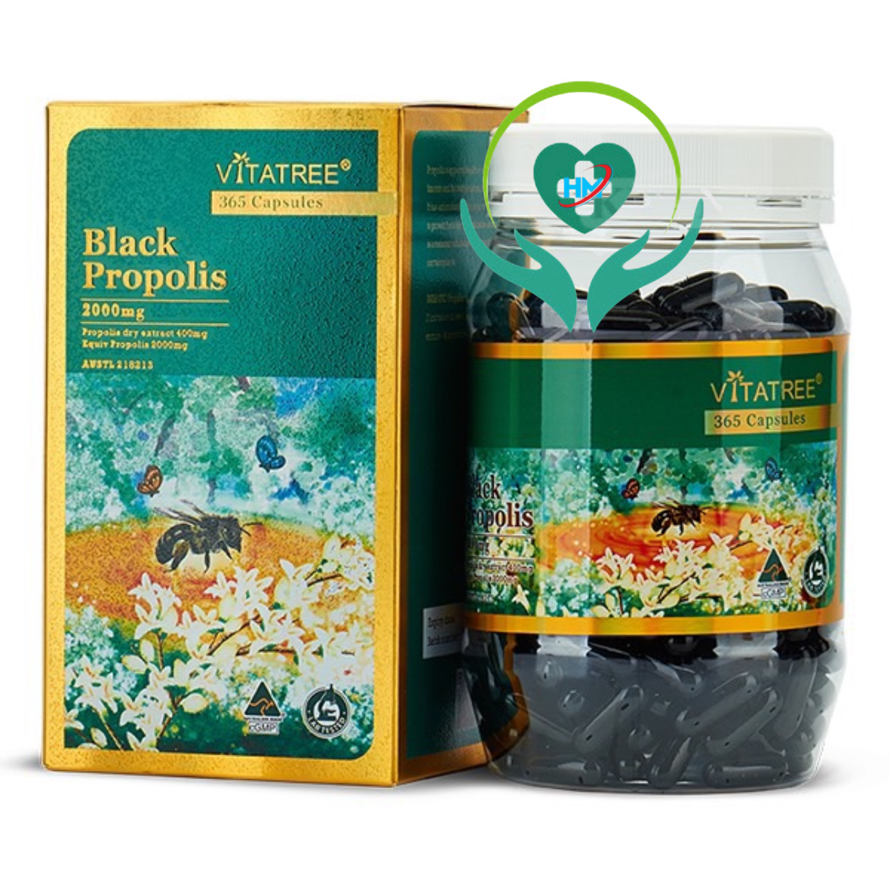 Hình ảnh Viên uống Keo ong đen Vitatree Black Propolis 2000mg, hộp 365 vien, nhập khẩu Úc
