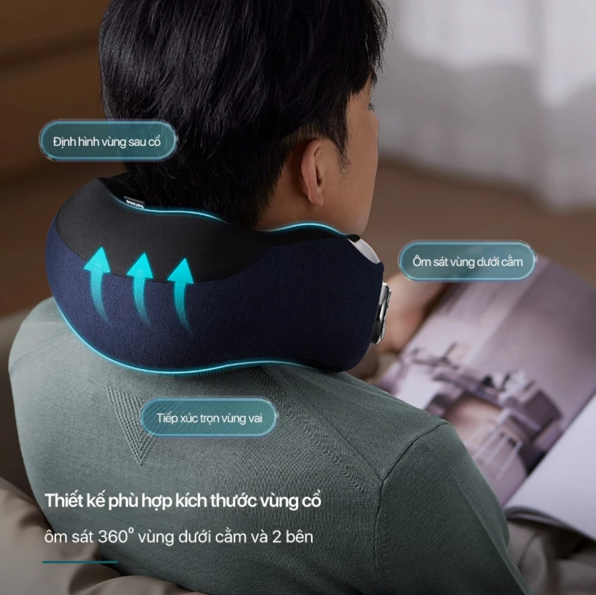 Máy Massage Cổ Vai Gáy PHILIPS PPM3502 - Mô phỏng massage như các đầu ngón tay - Hàng chính hãng