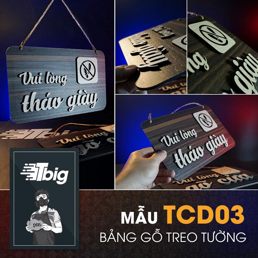 Bảng gỗ decor treo tường nhắc nhở vui lòng tháo giày thiết kế sang trọng cao cấp